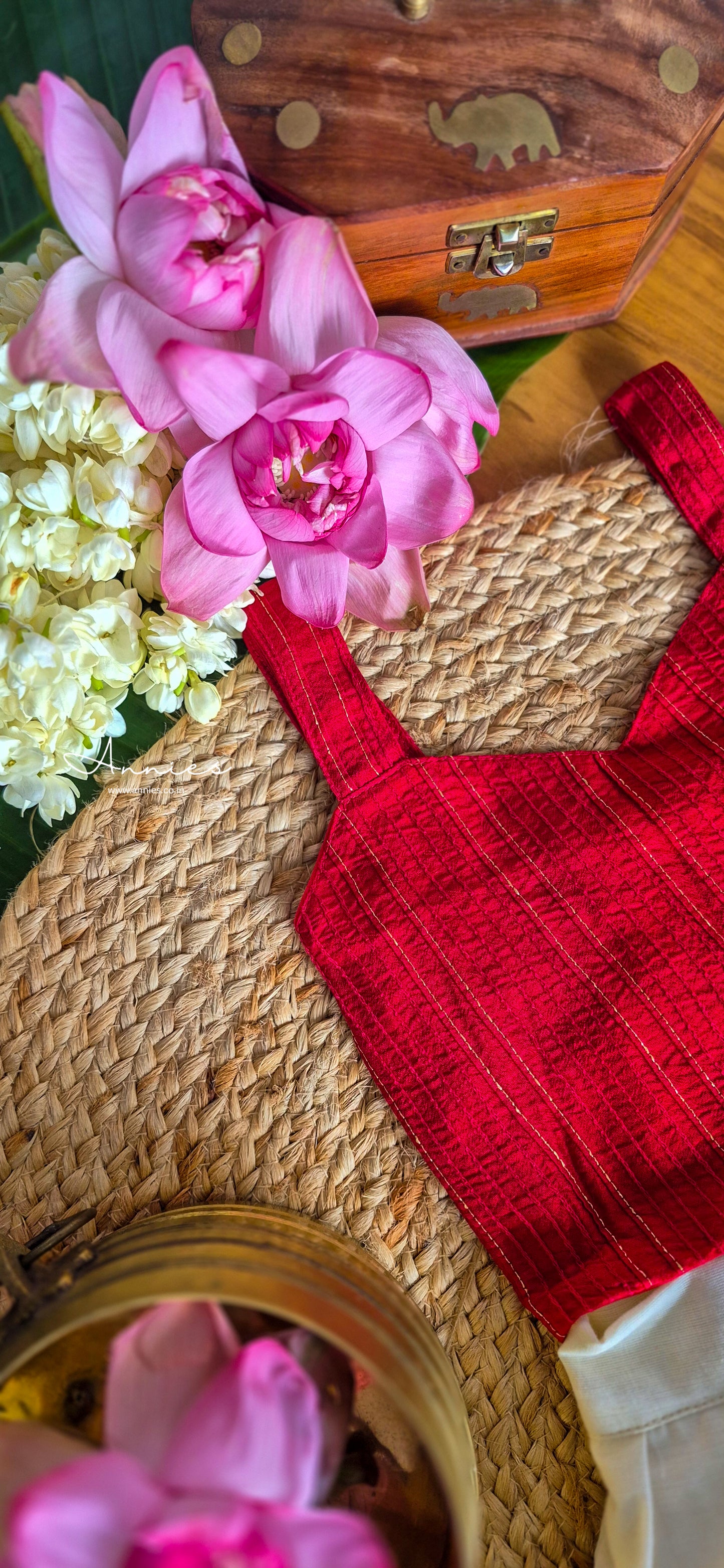 Red Silk Embroidered Blouse