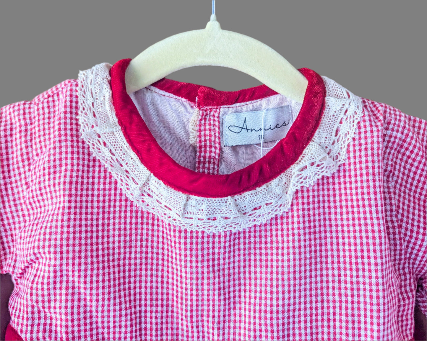 Amy_Dress_in_Handwoven_Red_Petite_Plaids_Collar_Close_Up view by Annies