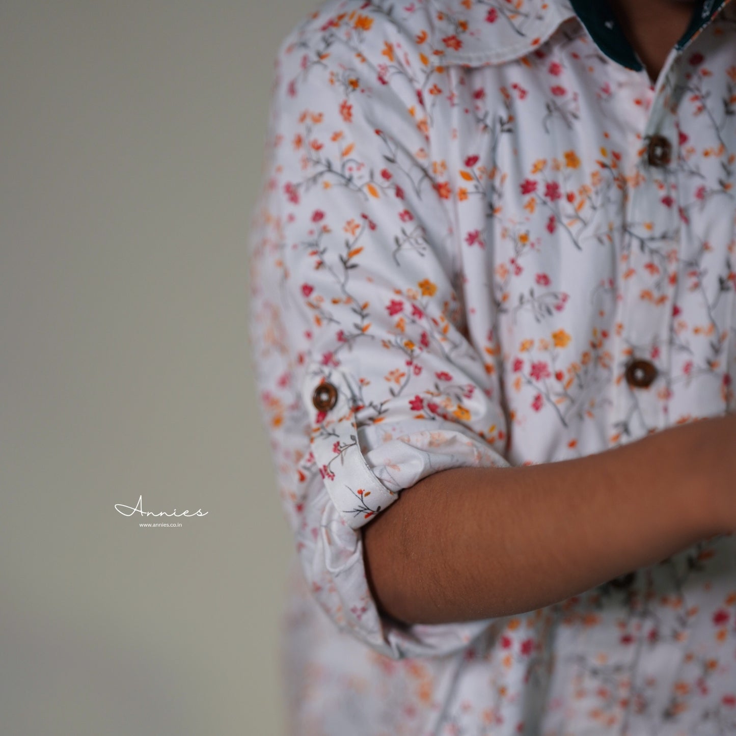 Floral patterned shirt with a blurred background