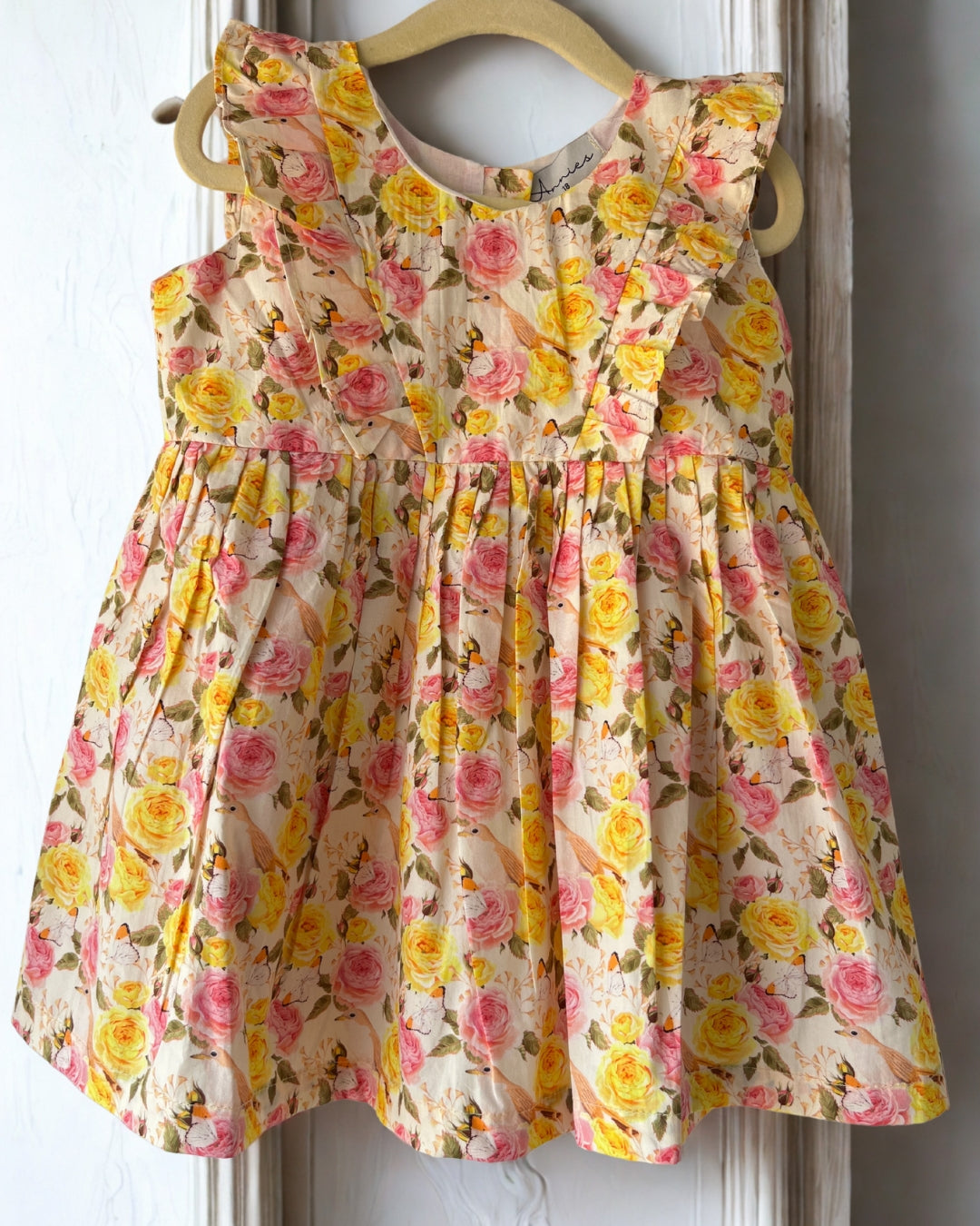 Flutter in Vintage Garden dress by annies.co.in front view