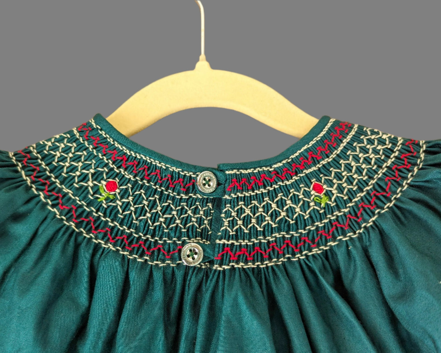 Green_Bishop_Smocked_Back_Close_Up view