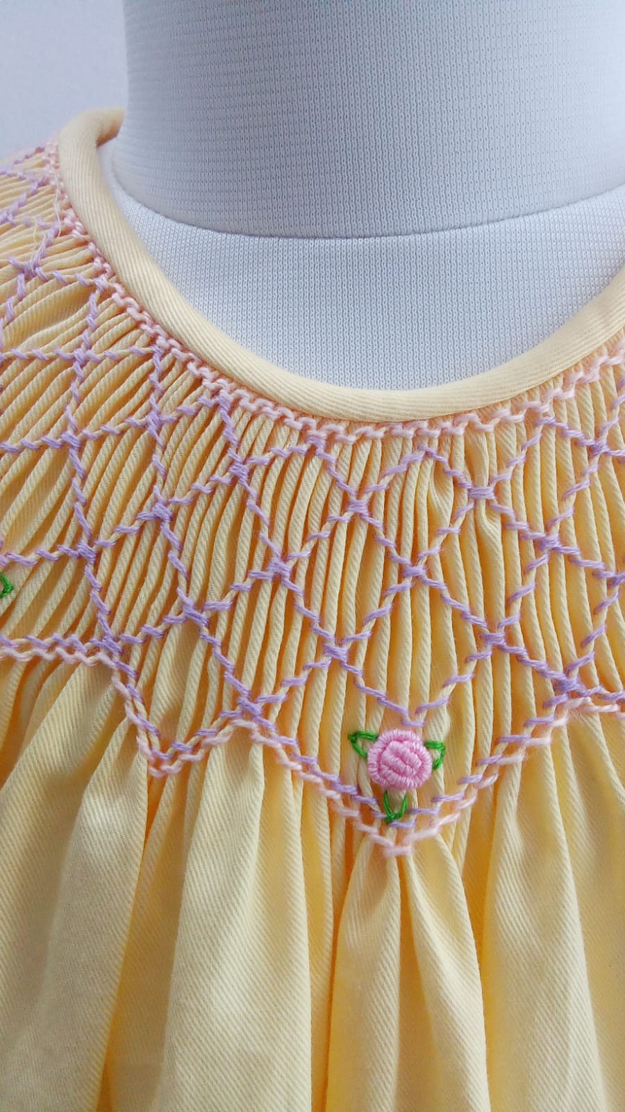 Handmade Yellow Smocked Bishop Dress for Babies by annies.co.in