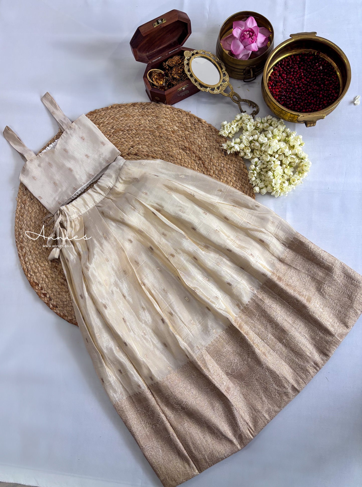 Banarasi Tissue Skirt with Sleeveless Blouse