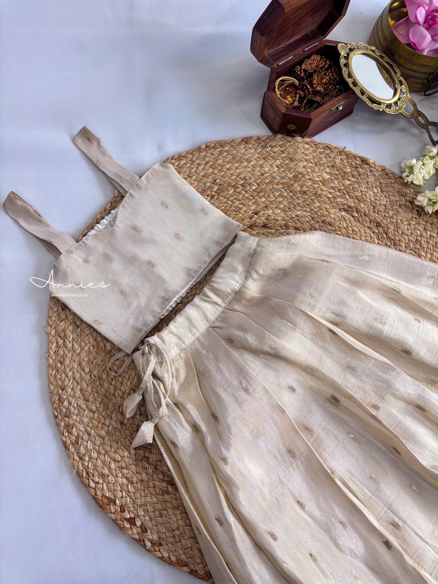 Banarasi Tissue Skirt with Sleeveless Blouse
