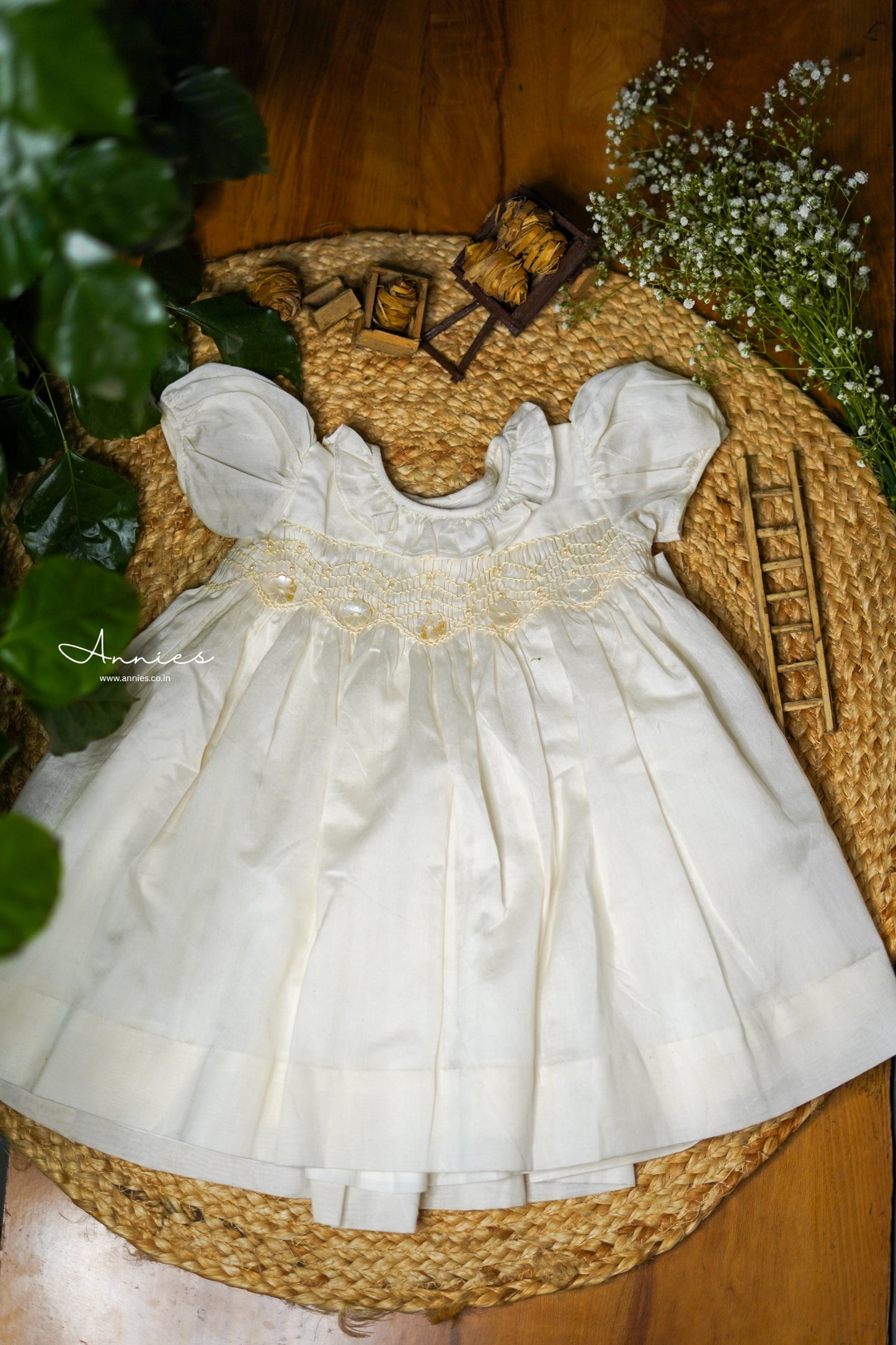 Handsmocked Pearl Offwhite Dress