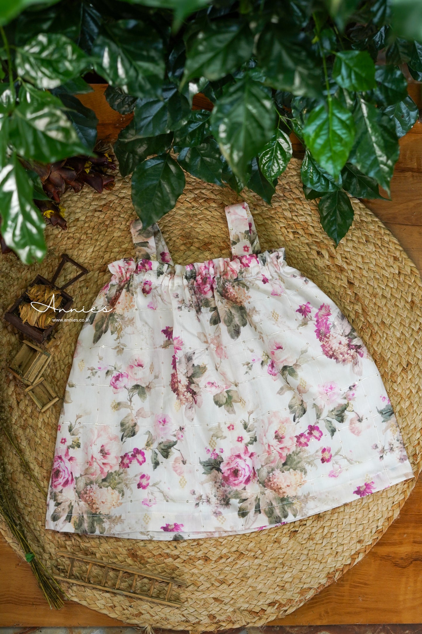 Little Ella Dress in Floral Chanderi by annies.co.in