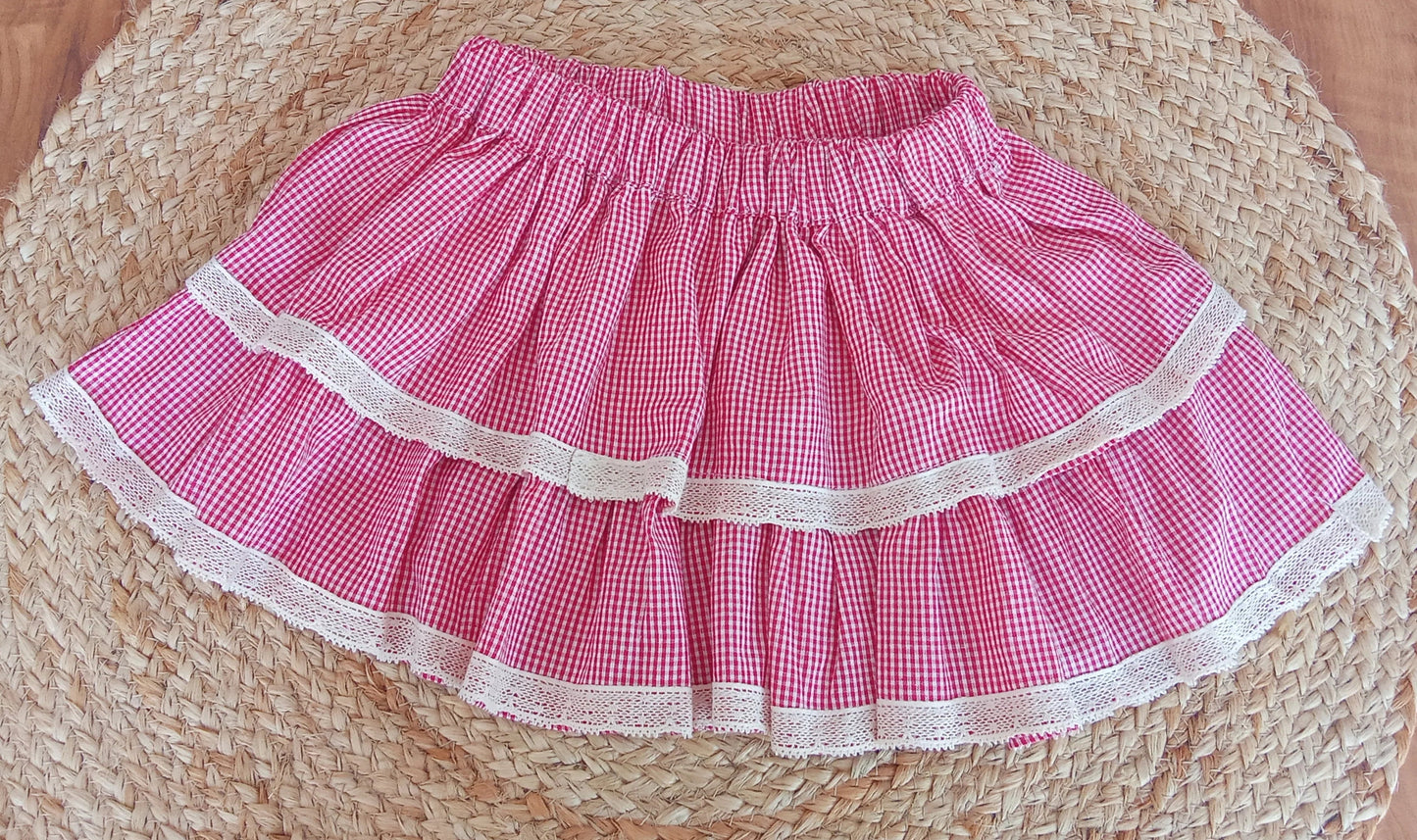 Image of Red Plaid Layer Skirt by annies.co.in