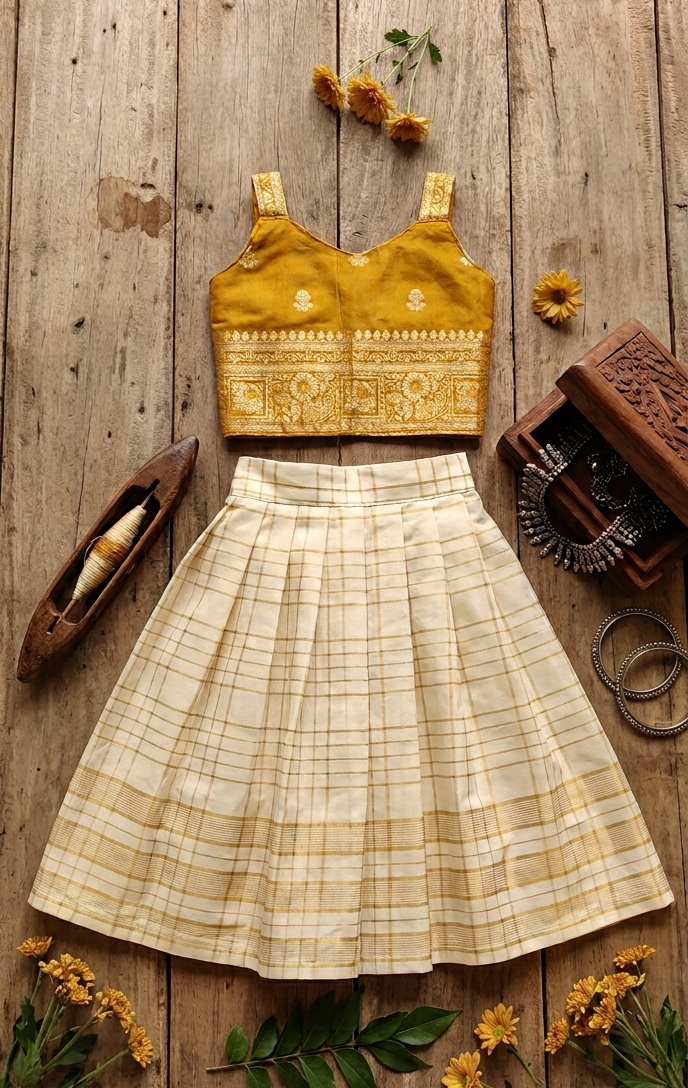 Festival Zari sleeveless mustard yellow Blouse