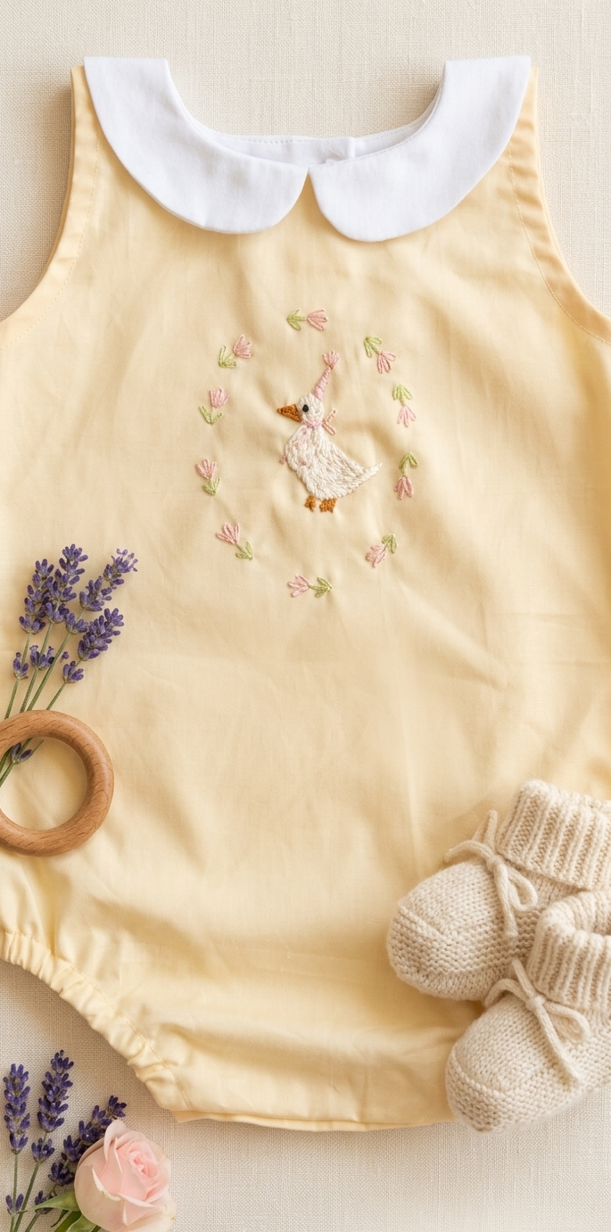Silly Goose Unisex Romper in Yellow