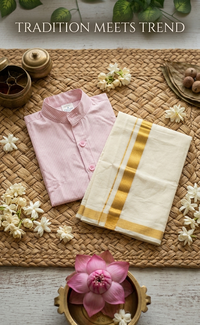 Kasavu Kerala style dhoti for boys and new borns