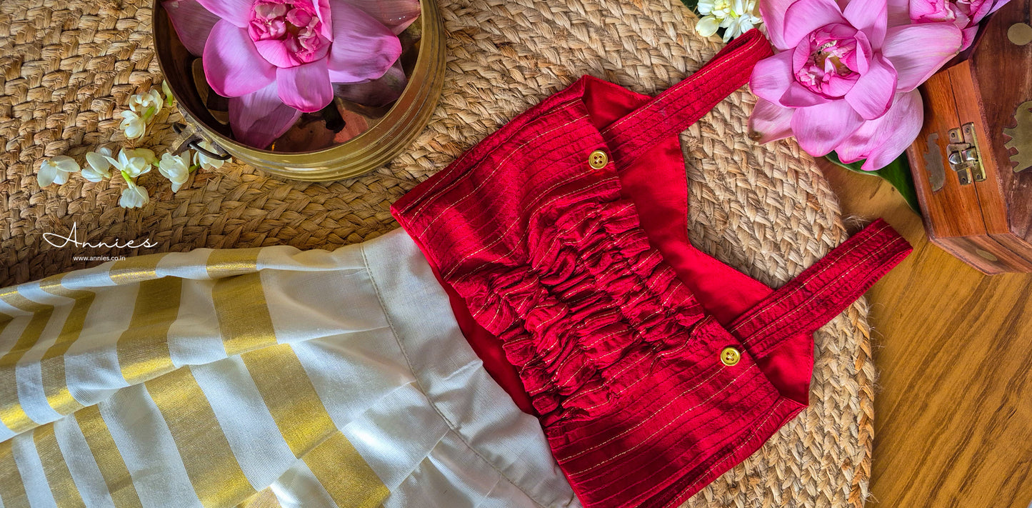 Red Silk Embroidered Blouse