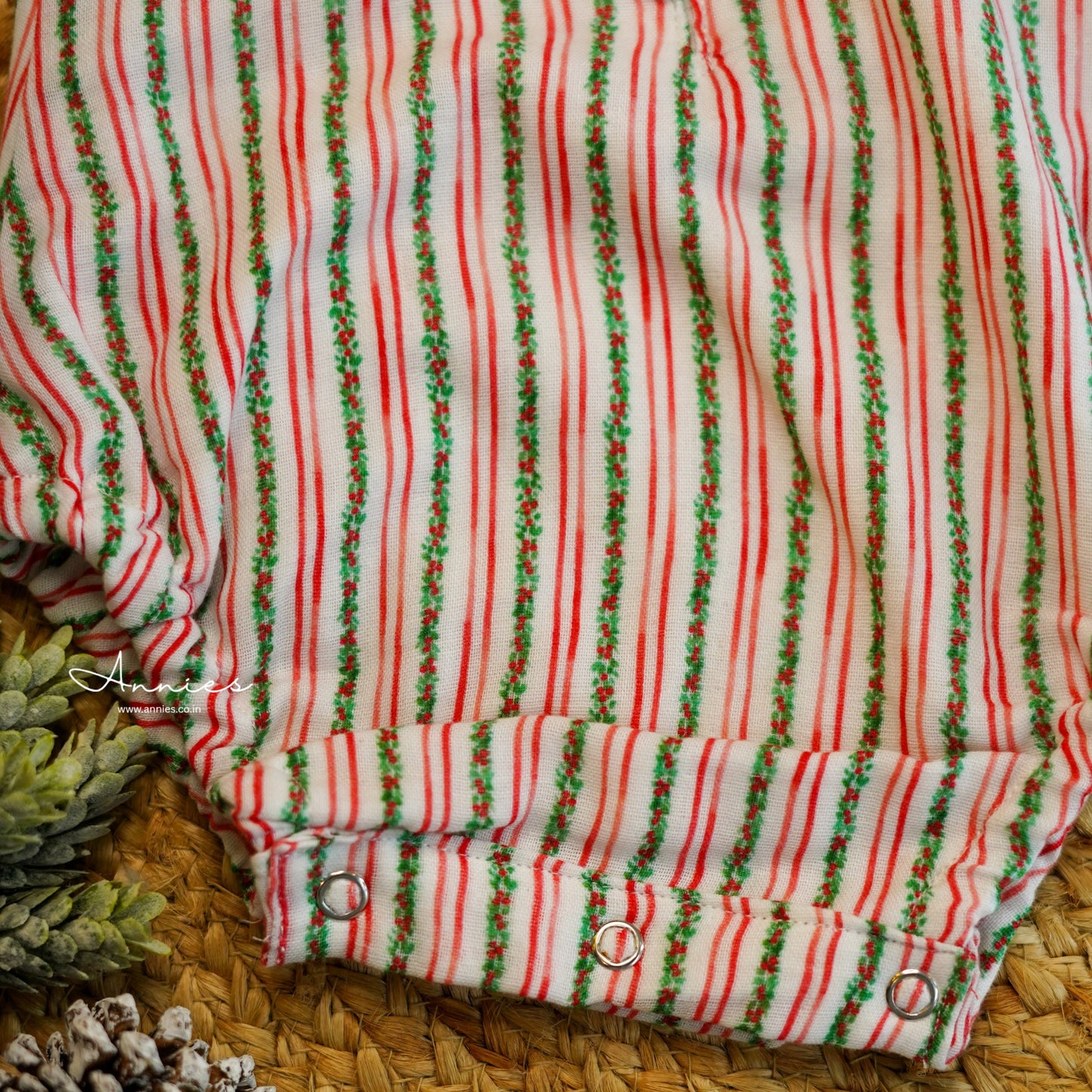 Christmas Romper Print - Garland Print_SNAP Button