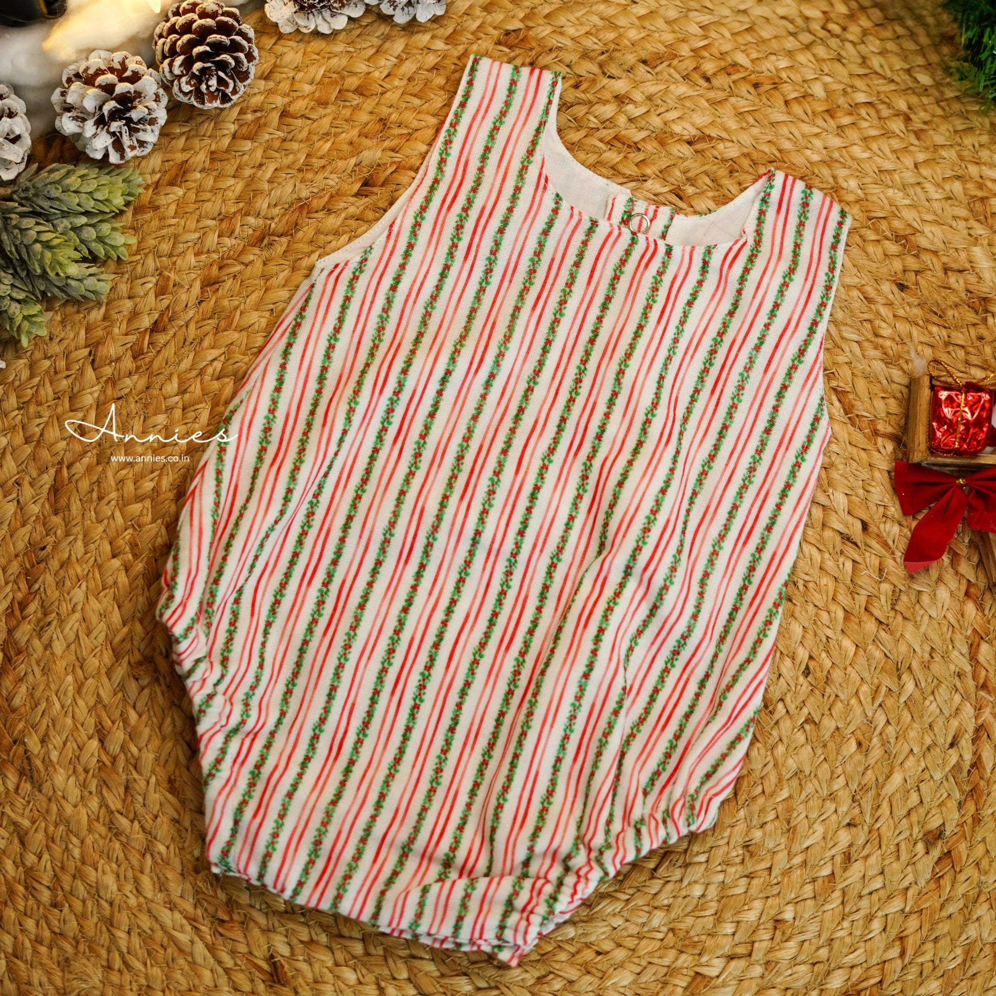 Christmas Romper Print - Garland Print_front
