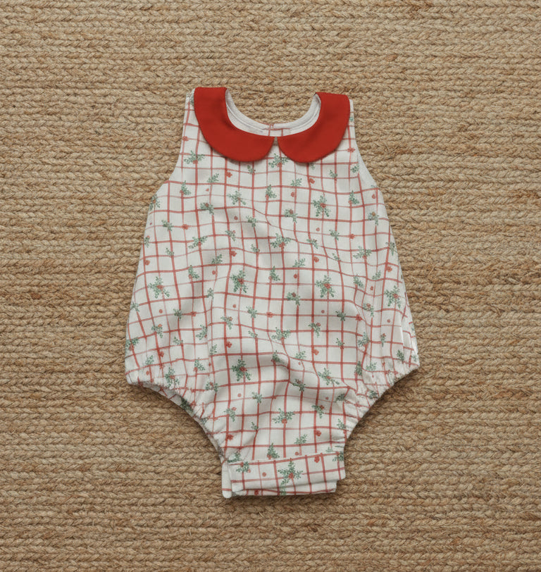Christmas Romper with Collar flat layed