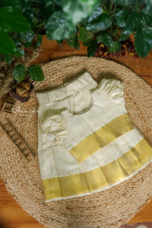 Antique Tissue Puff sleeve Blouse and Skirt