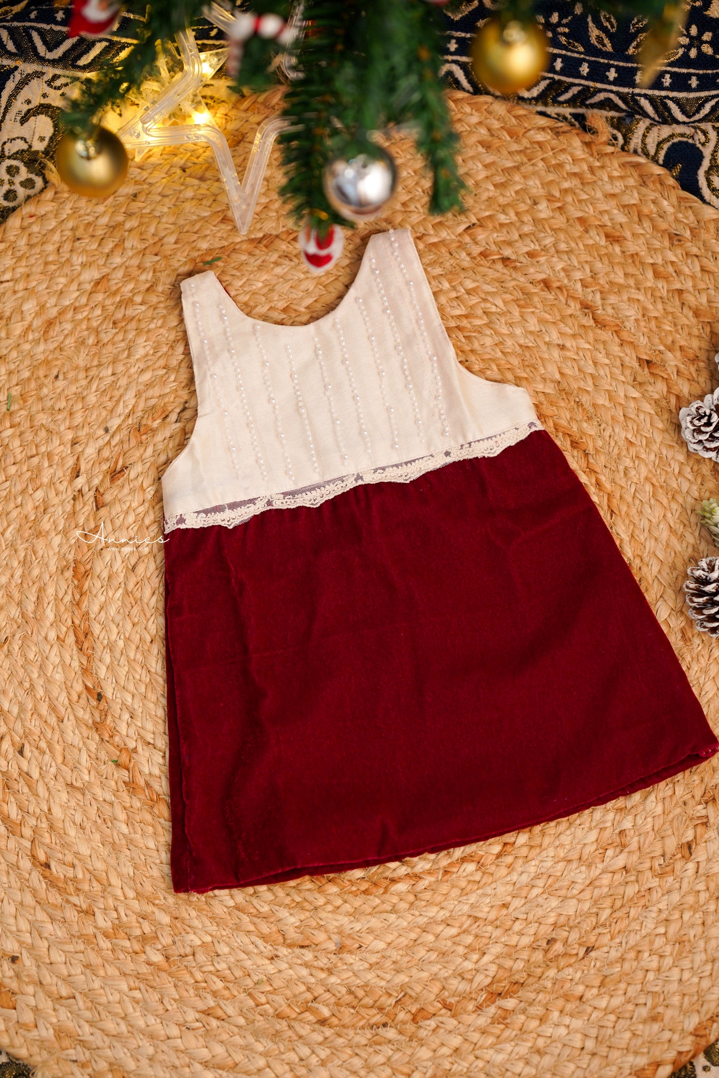 Diana Dress in Maroon Velvet