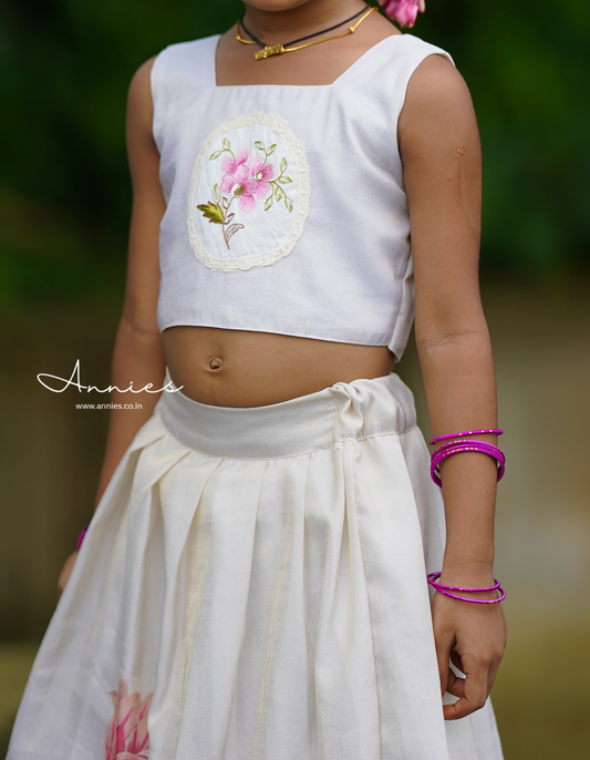 Tissue Floral Applique top and skirt