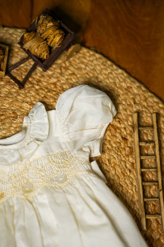 Handsmocked Pearl Offwhite Dress