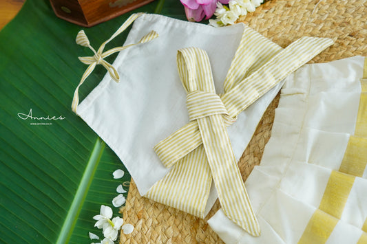 Girls kasavu Onam dress with golden border – annies.co.in