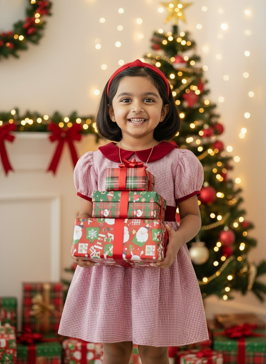 Kate Dress in Handwoven Red Petite Plaids