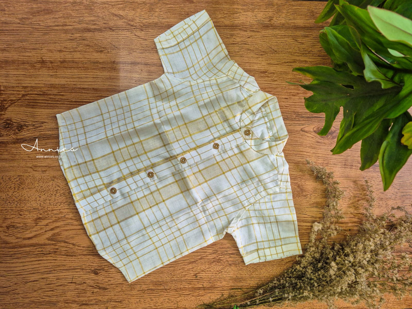 Onam Kasavu Shirt boys half sleeve flat layed