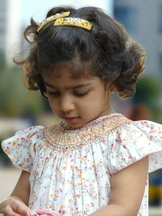 Handmade Mini Floral Printed Smocked Bishop Dress for Babies | Annies