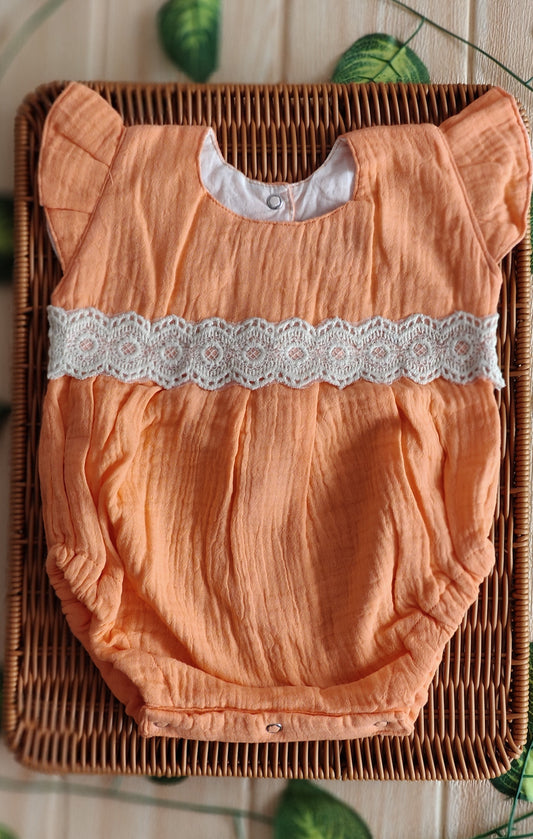 Peach Lace Romper