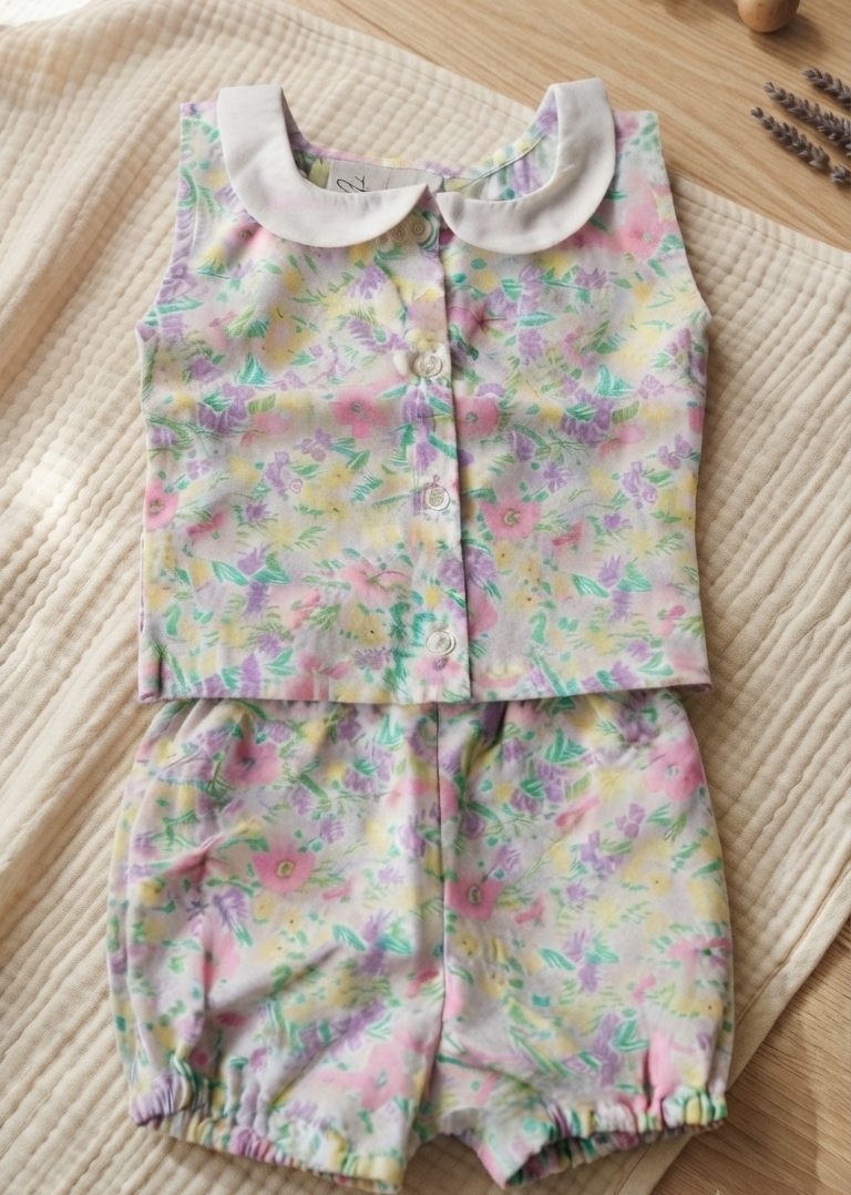 Co-ord set Peter pan collar Berry blossom