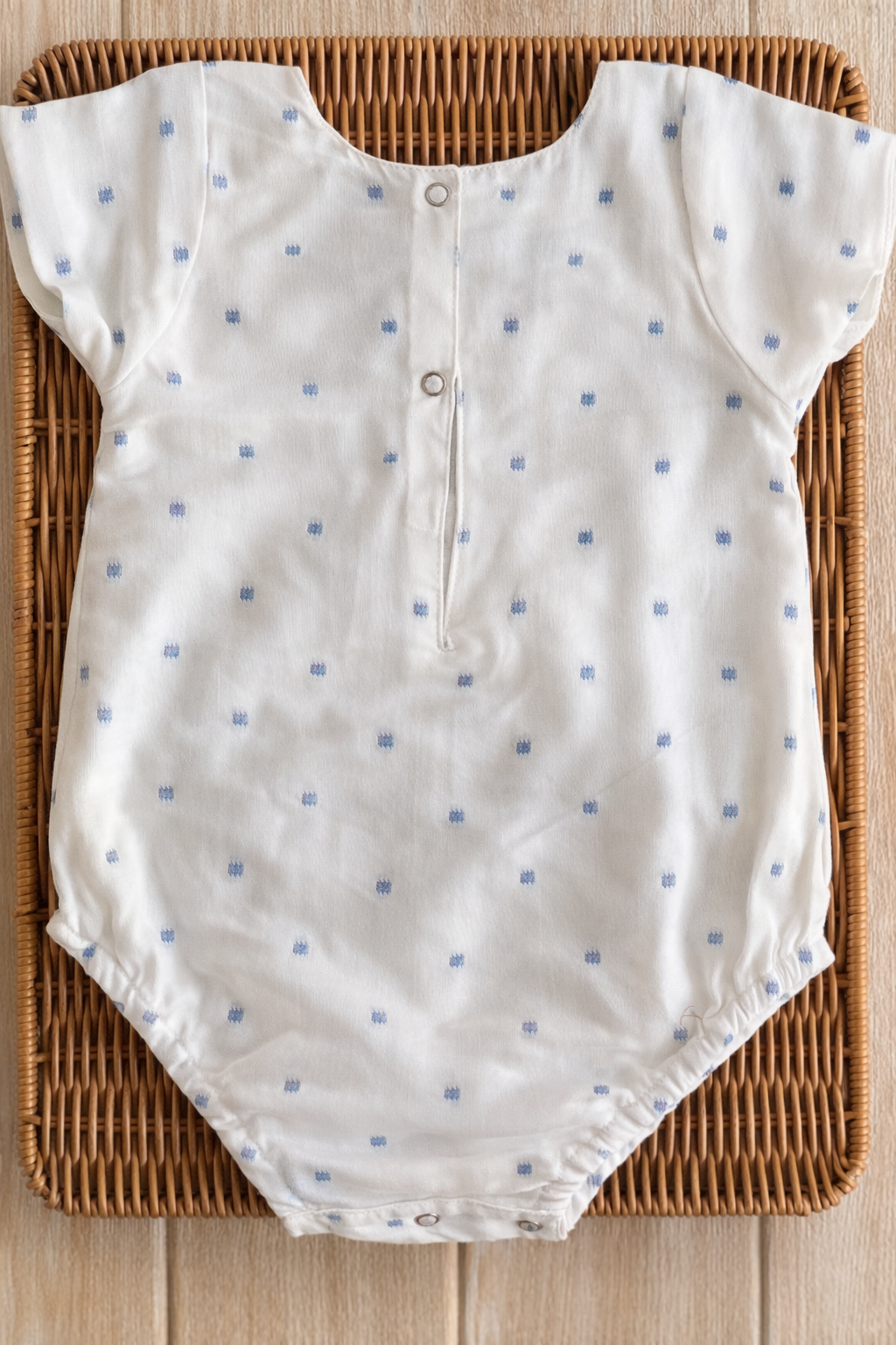 Blue dots white romper