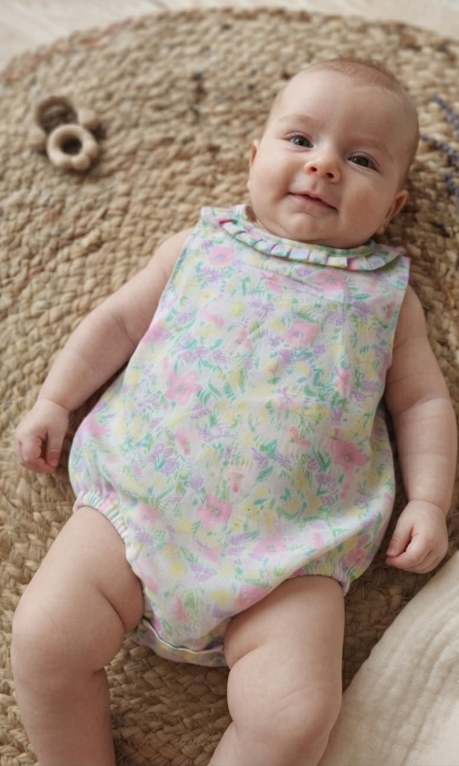 Berry Blossom Frilled Neck Romper