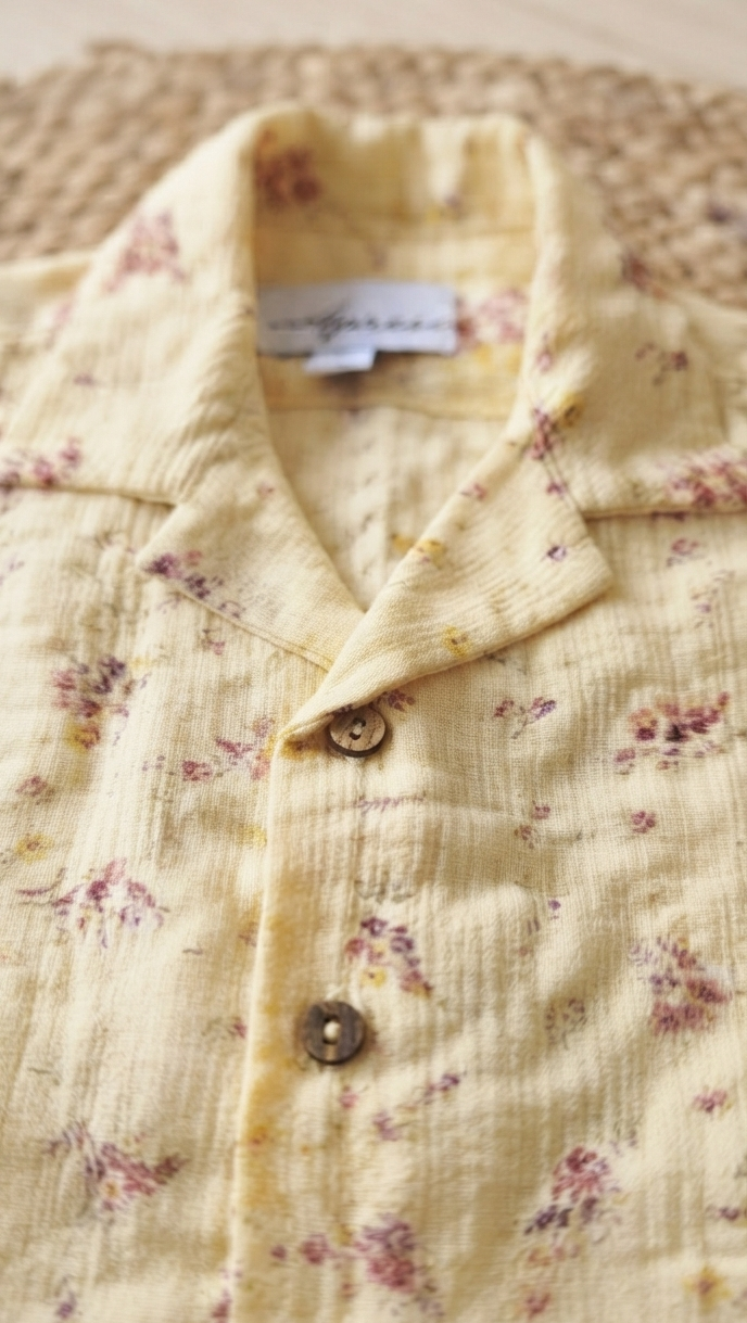 Yellow Floral coat collar Shirt