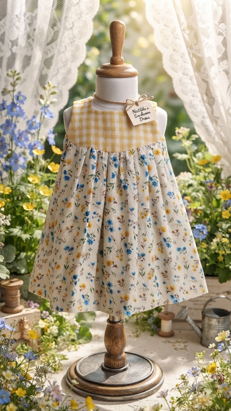 Sunshine yellow check & floral matilda