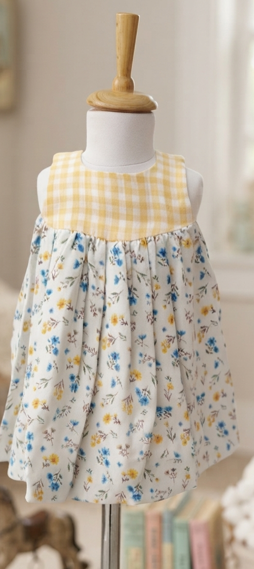 Sunshine yellow check & floral matilda