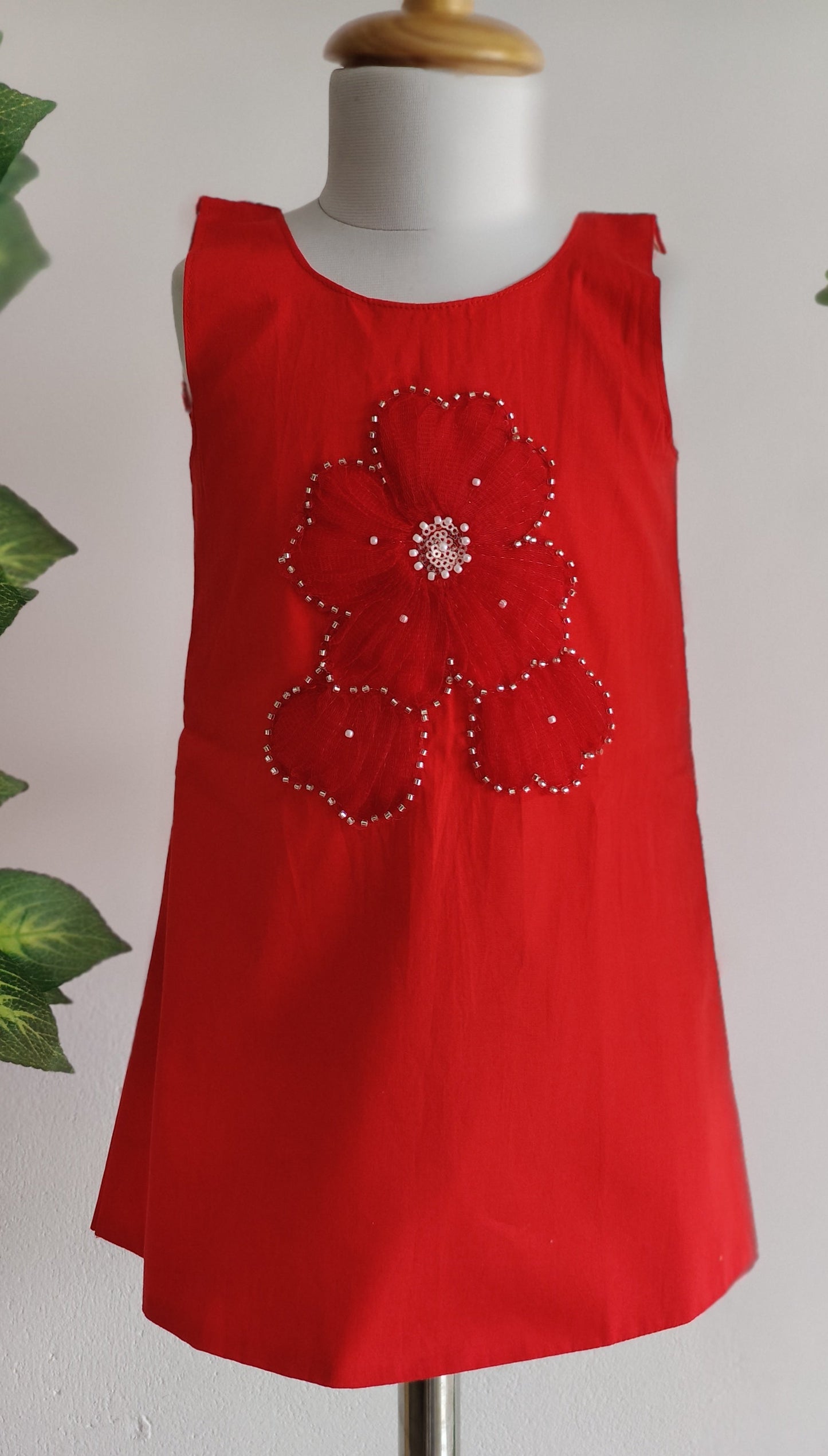 Blooms Dress in red