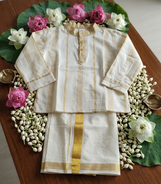 Kasavu full stripes kurta