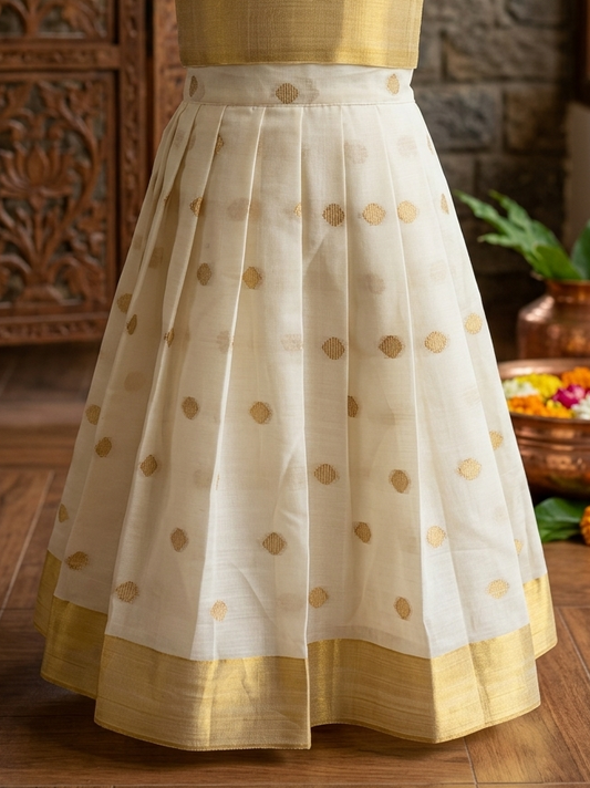 Traditional polka kasavu skirt