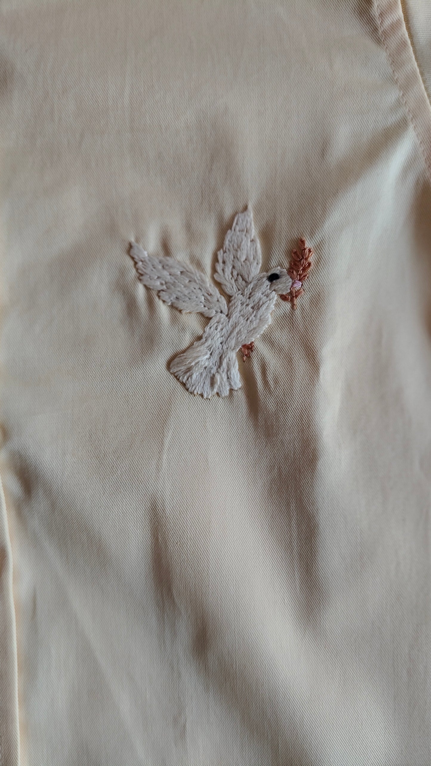 Yellow Short Sleeve Shirt with Dove Embroidery for Boys