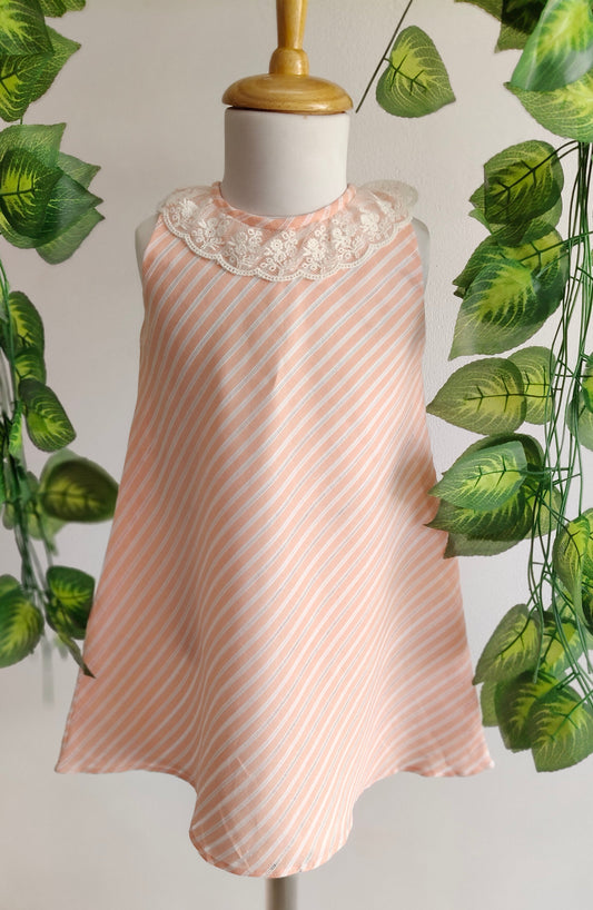 Peach stripe blooms dress