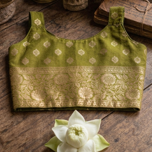 Festival Zari sleeveless pista green Blouse
