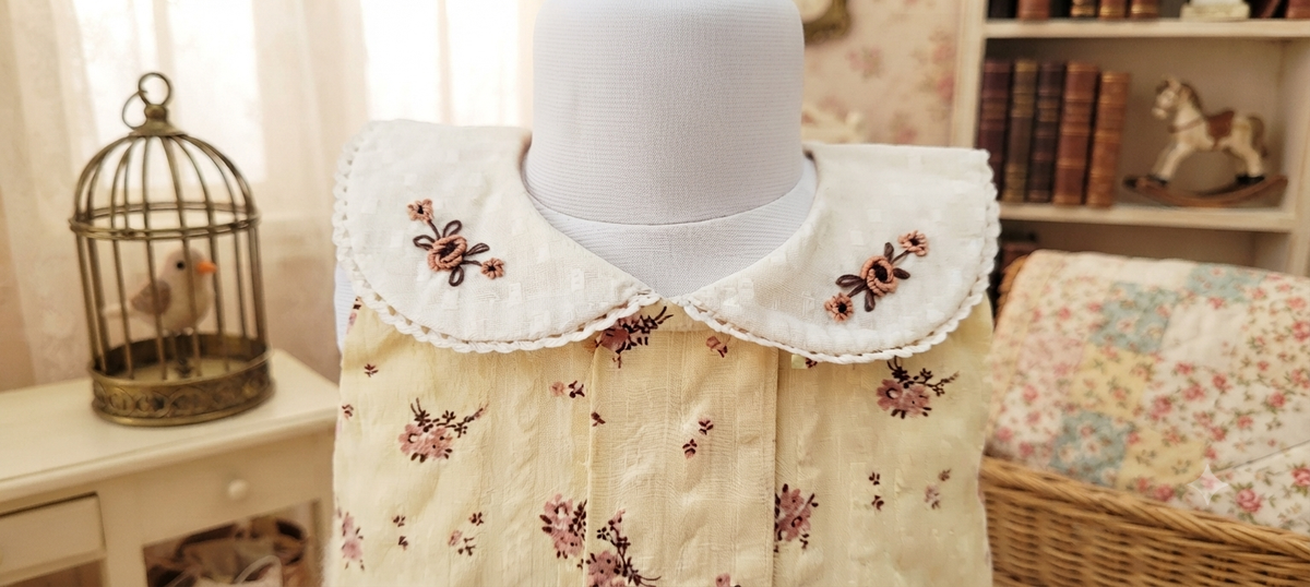 Yellow Maroon floral peterpan Collar Aline dress