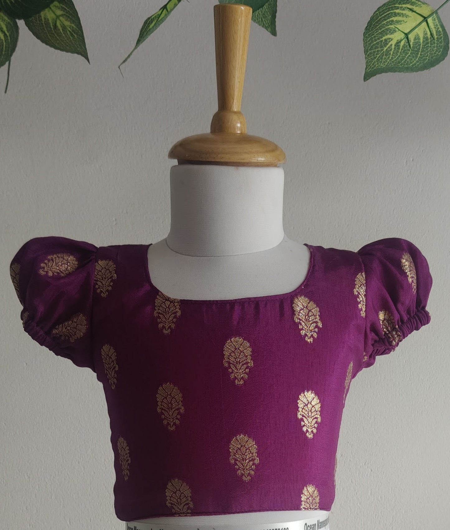 Mayuri Brocade criss-cross puff sleeve blouse