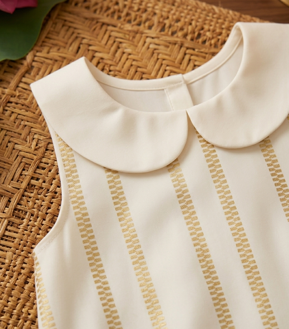 Kasavu Peterpan collar zip stripes Romper