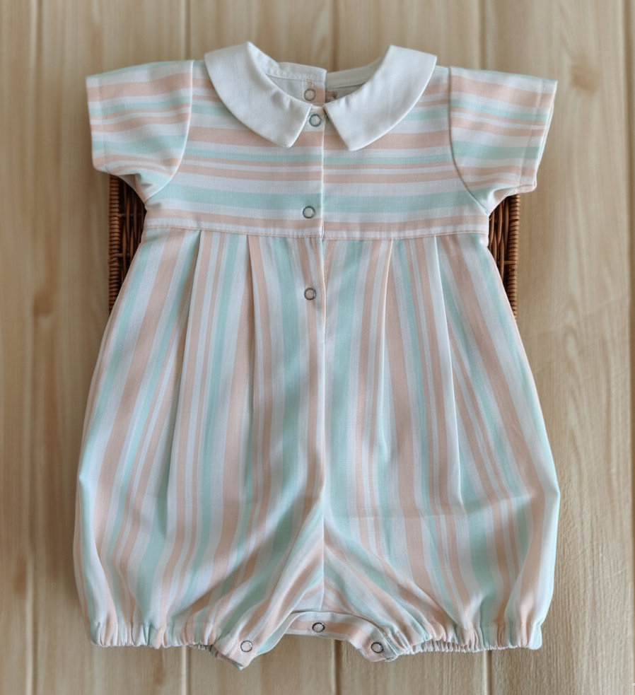 Ocean stripes bubble romper with collar