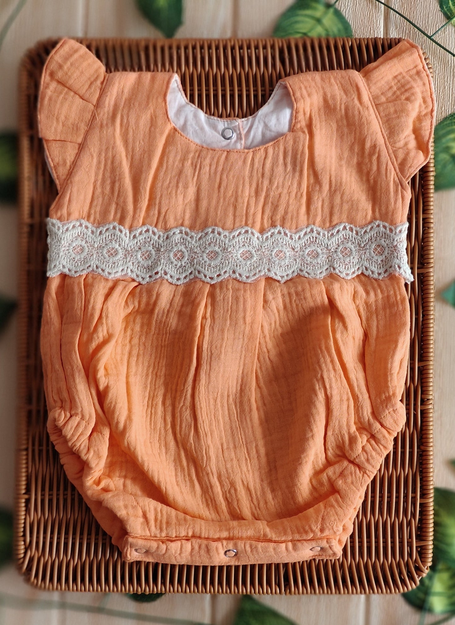 Peach Lace Romper