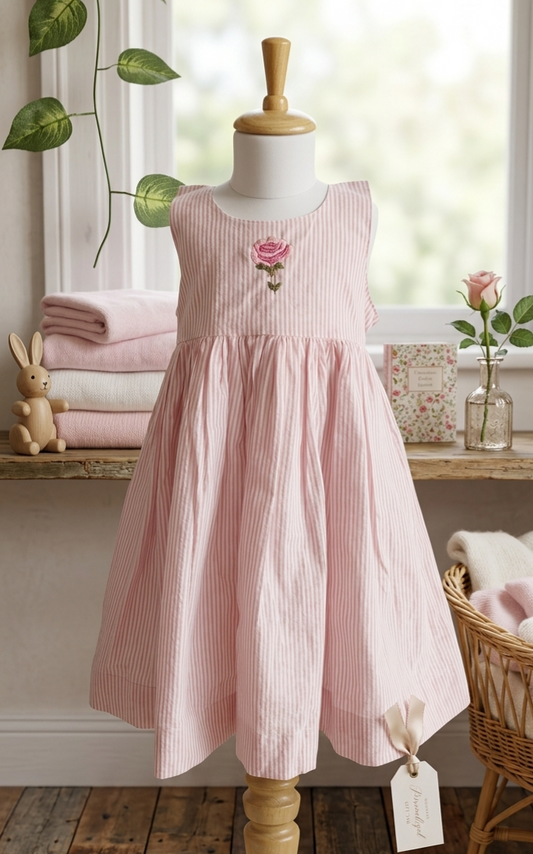 Petal pinstripes rose dress