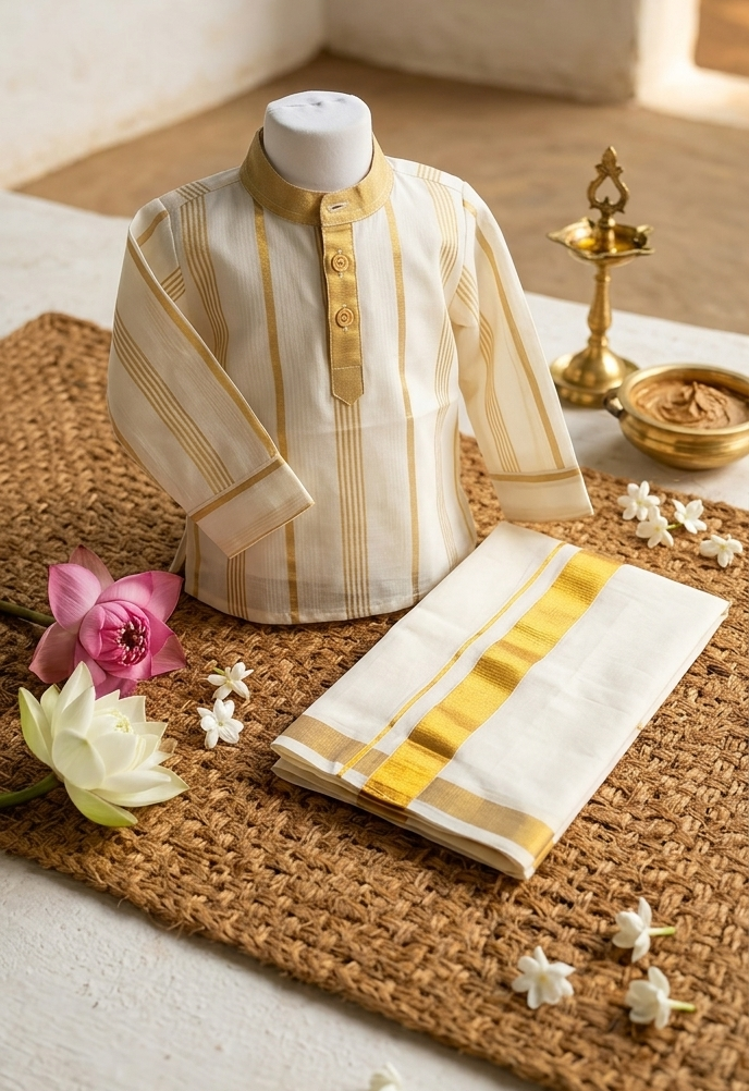 Kasavu full stripes kurta