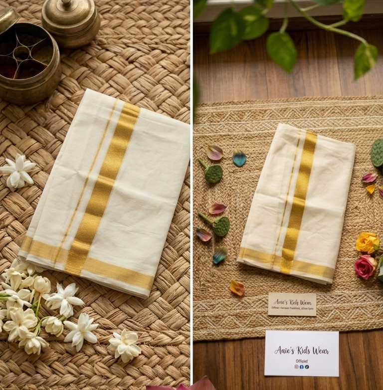 Kasavu Kerala style dhoti for boys and new borns