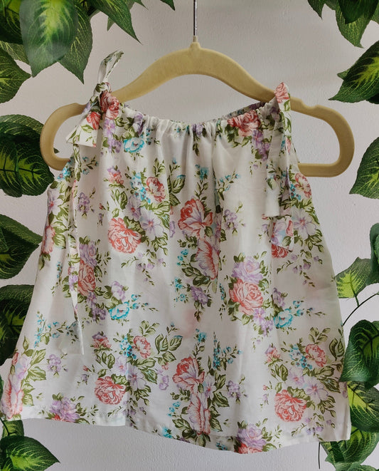 Pillow case dress in white print