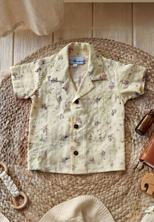 Yellow Floral coat collar Shirt