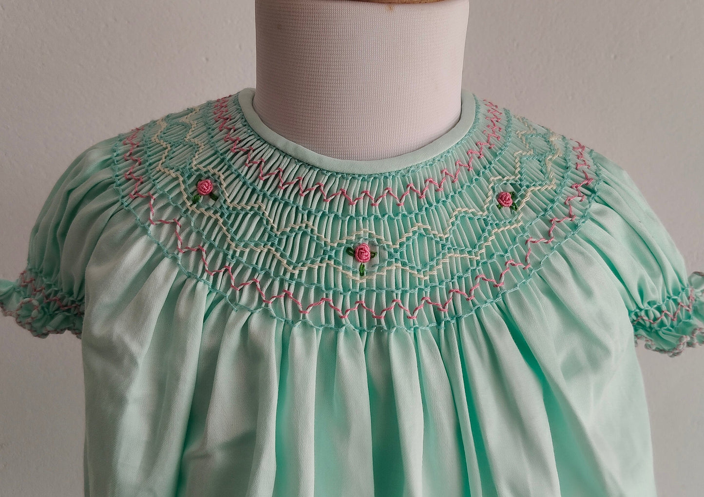 Ocean green Smocked Bishop Dress Round